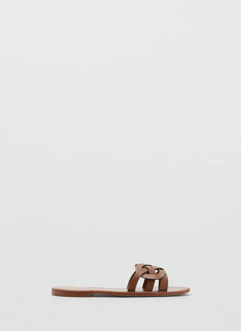مانجو Leather Sandals With Intertwined Strap