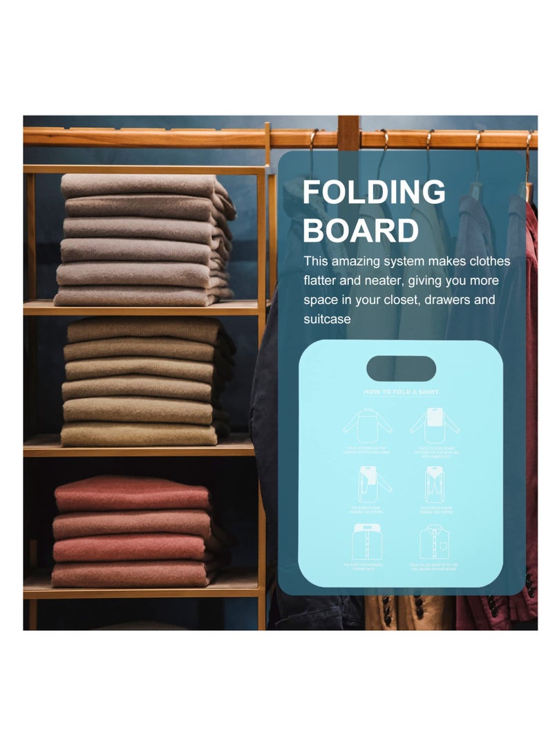 SYOSI 2Pcs Laundry Folding Boards T Shirts Clothes Folder Closet Storage Drawer Organizer Shirt Folding Board For Laundry Folding Help For Laundry Folds T-Shirts Polos And Dress Shirts Sky-blue  - Image 3