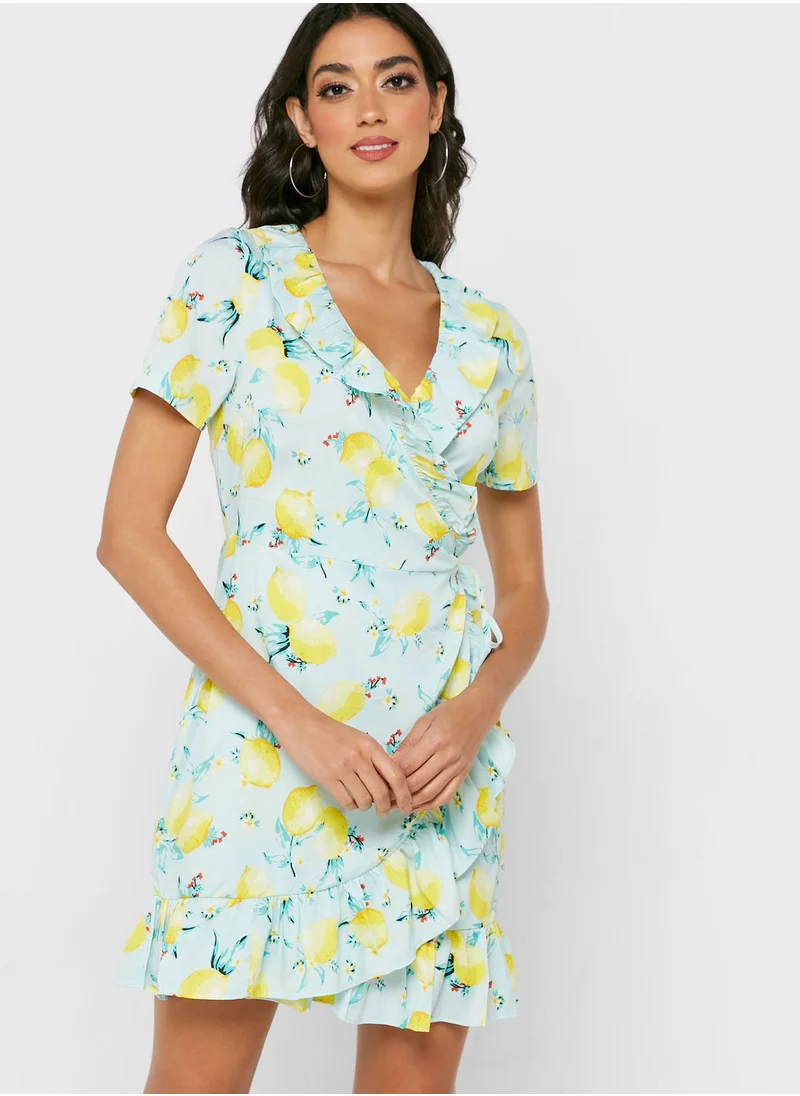 NOISY MAY Printed Ruffle Detail Dress