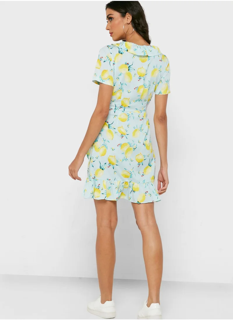 NOISY MAY Printed Ruffle Detail Dress