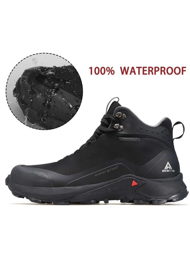HUMTTO Men's All-Terrain Waterproof Hiking Boots Lightweight Breathable Outdoor Ankle Boots Trekking Hiking Shoes 9.5 Black, Black, 9.5 - Image 4
