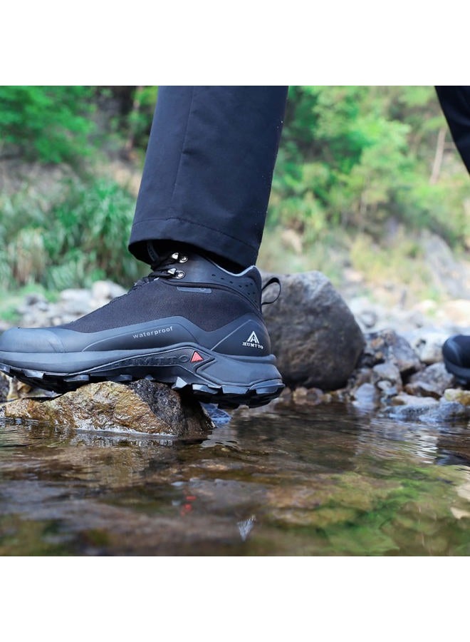 HUMTTO Men's All-Terrain Waterproof Hiking Boots Lightweight Breathable Outdoor Ankle Boots Trekking Hiking Shoes 9.5 Black, Black, 9.5 - Image 2