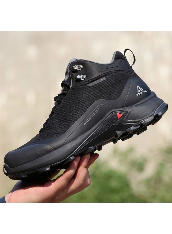 HUMTTO Men's All-Terrain Waterproof Hiking Boots Lightweight Breathable Outdoor Ankle Boots Trekking Hiking Shoes 9.5 Black, Black, 9.5 - Image 3