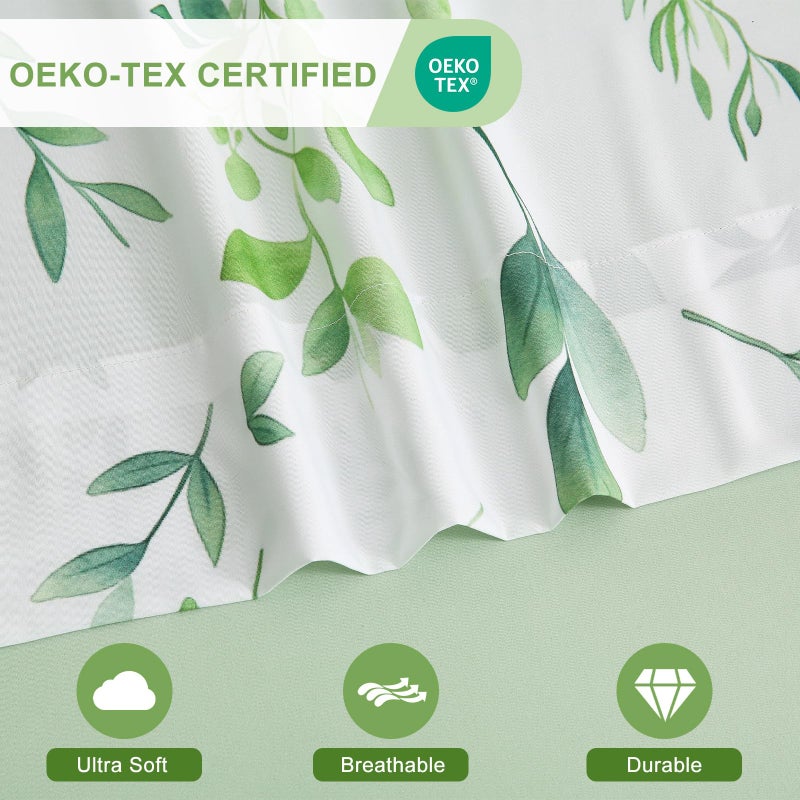 Swiftify Botanical 6-Piece King Size Sheets Set, Boho Floral Print Brushed Microfiber Sheets, Cooling Bed Sheet Set, Ultra Soft & Breathable, 16' Deep Pocket Fitted Sheet & Pillowcase Set, Sage Green Leaves - Image 4