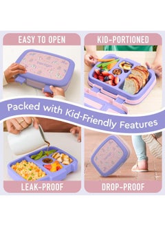 Bentgo Kids Prints Leak Proof, 5 - Compartment Bento - Style Kids Lunch Box - Ideal Portion Sizes For Ages 3 To 7 - Bpa Free, Dishwasher Safe, Food - Safe Materials - 2022 Collection - Carousel Unicorns  - Image 5