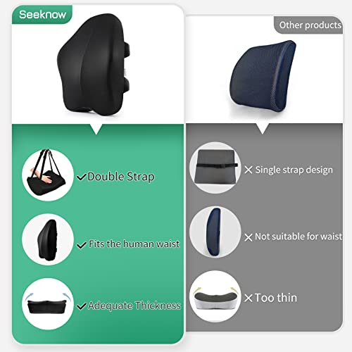 seeknow Lumbar Support Pillow for Office Chair Back Support Pillow for Chair Car Seat Back Support Ergonomic Back Chair Pillow Desk Chair Back Cushion for Back Pain Back Rest Pillow Lumbar Back support - Image 2