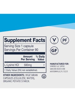 Vimergy L-Lysine 500Mg Capsules, 270 Servings – Essential Amino Acid – Supports Immune System, Healthy Skin, Muscles, Bone & Tissue – Vegetarian, Non-Gmo, No Gluten, Kosher  - Image 4