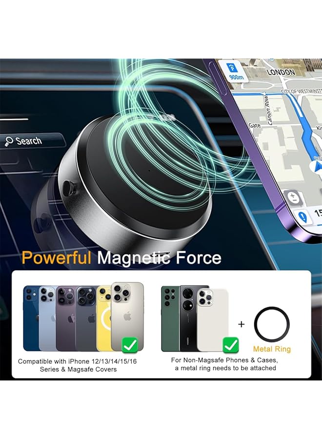 YARDHOBI Electric Vacuum Magnetic Suction Phone Mount, Hands-Free Shower Phone Holder, 360° Rotating Suction Cup Holder, Magnetic Cell Phone Holder For Car/Gym/Mirror, Compatible With Magsafe Iphone & Android - Image 4