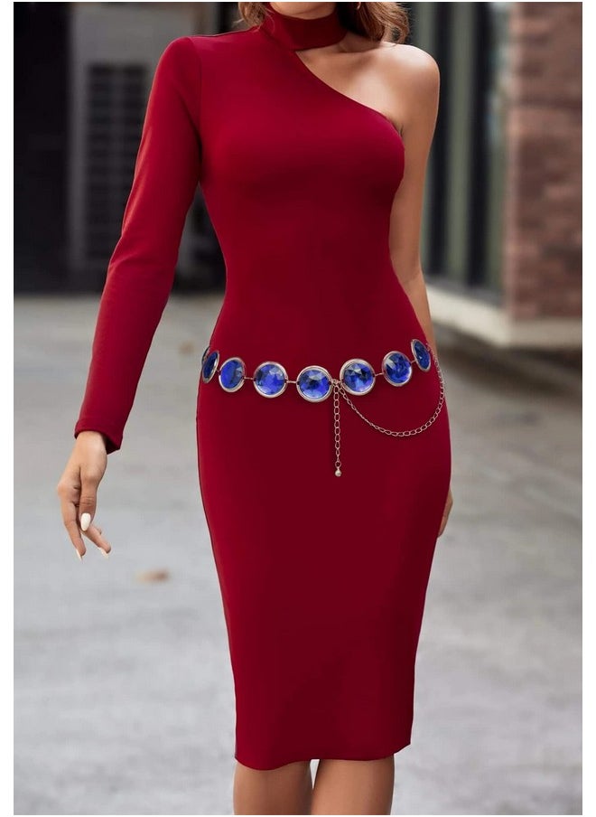 C-ZOFEK - Women'S Anime Cosplay Waist Belt Royal Blue Stone Chain For Costumes Props - Image 1