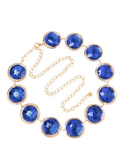 Women'S Anime Cosplay Waist Belt Royal Blue Stone Chain For Costumes Props