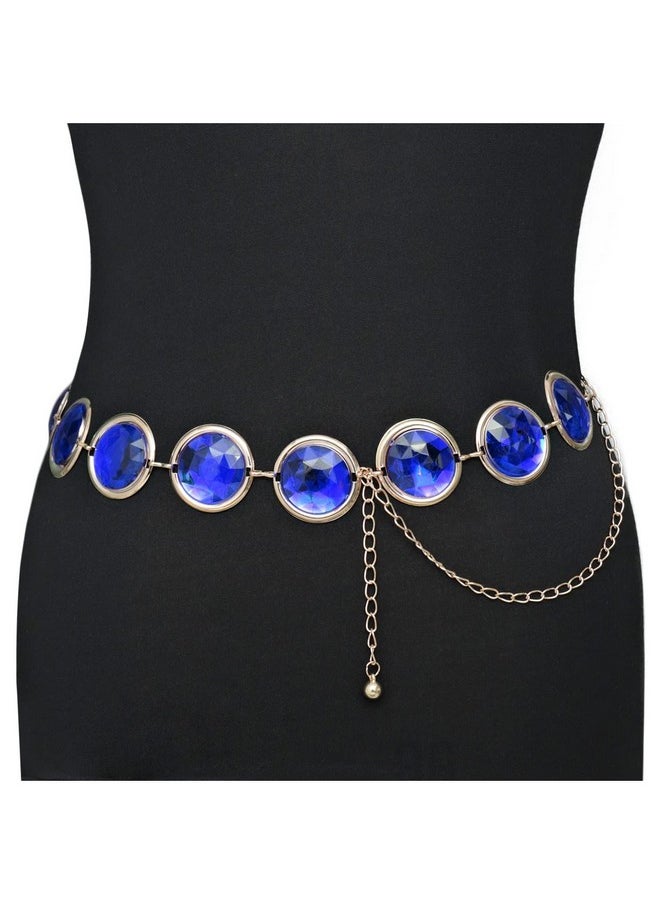 C-ZOFEK - Women'S Anime Cosplay Waist Belt Royal Blue Stone Chain For Costumes Props - Image 1