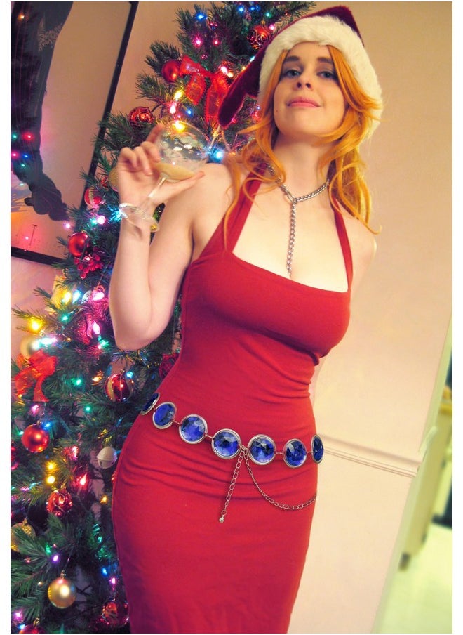 C-ZOFEK - Women'S Anime Cosplay Waist Belt Royal Blue Stone Chain For Costumes Props - Image 1