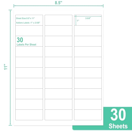 L LIKED Printable Address Labels, 1" x 2-5/8", 900 Labels, 30 per Sheet, Label Stickers for Envelopes (30 Sheets) - Image 2