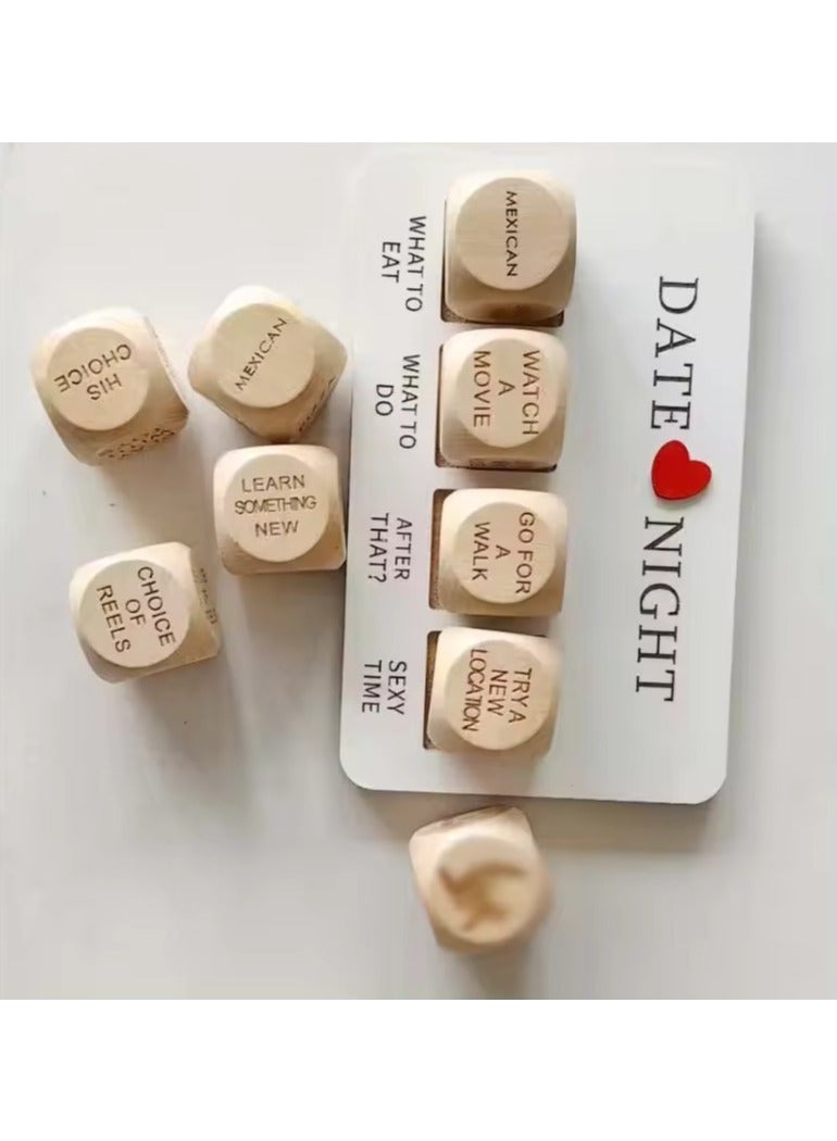 Valentine's Day Gift Ideas Wooden Dice Set Colorful Cubic Date Night Lover Adult Board Game Fun Romantic Dice Square - Image 3