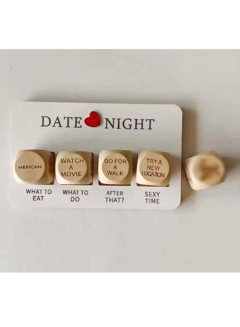 Valentine's Day Gift Ideas Wooden Dice Set Colorful Cubic Date Night Lover Adult Board Game Fun Romantic Dice Square - Image 5