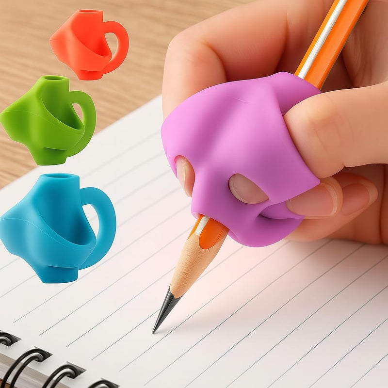 Vemlons Pencil Gripper For Kids Writing - Set of 3 Pcs, Writing Supplies for Kids | Pencil Gripper 3 Year | Pencil Grip for 5 Year | Pencil Grips - Image 1