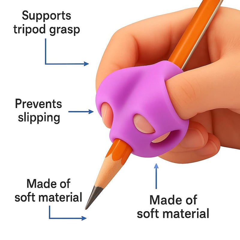 Vemlons Pencil Gripper For Kids Writing - Set of 3 Pcs, Writing Supplies for Kids | Pencil Gripper 3 Year | Pencil Grip for 5 Year | Pencil Grips - Image 3