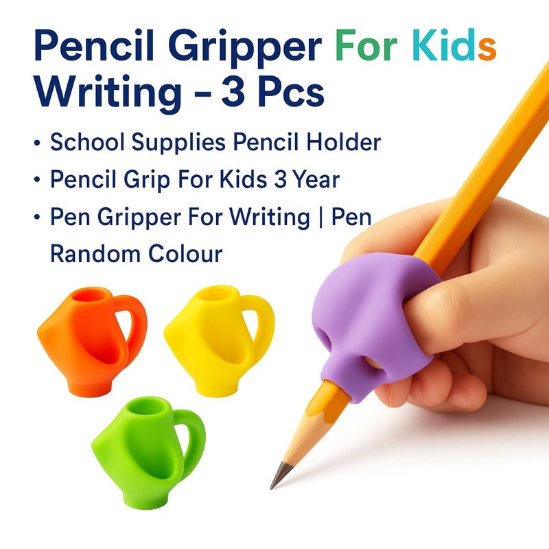Vemlons Pencil Gripper For Kids Writing - Set of 3 Pcs, Writing Supplies for Kids | Pencil Gripper 3 Year | Pencil Grip for 5 Year | Pencil Grips - Image 4
