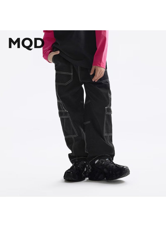Mqd Children's Clothing, Boys' Autumn New Style Street Fashion Multi-pocket Versatile Casual Pants, Black, Size 130 - Image 1