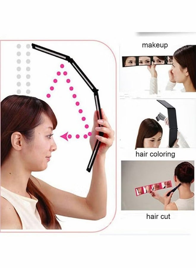 4 Way Mirror, Hair Mirrors 360 Degree Makeup Mirror Panel Foldable Haircut Handheld Plastic Frame Desktop for Braiding Hair Cutting Colouring Styling Home Multifunctional Portable No Blind Area - Image 4
