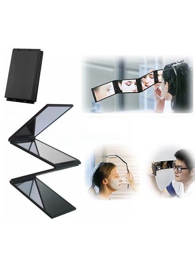 4 Way Mirror, Hair Mirrors 360 Degree Makeup Mirror Panel Foldable Haircut Handheld Plastic Frame Desktop for Braiding Hair Cutting Colouring Styling Home Multifunctional Portable No Blind Area - Image 2