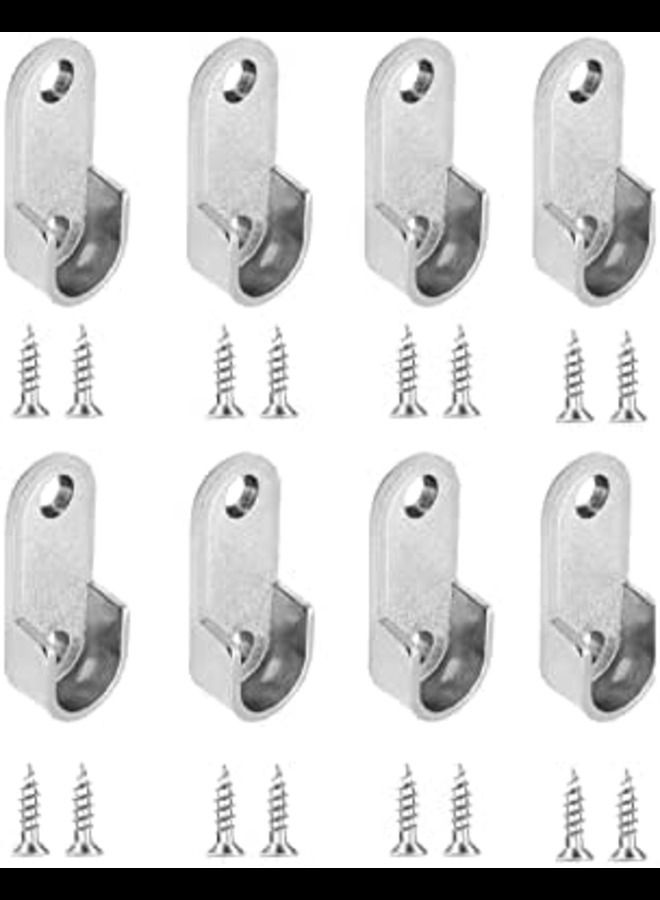 ABBASALI Oval Closet Rod End Bracket Supports Furniture Hardware Accessories Wardrobe Tube Support Bracket with Screws Clothes Hanging Rod Holder (PACK OF 12PCS)  - Image 1