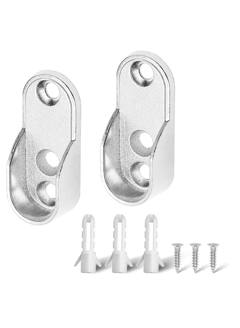 ABBASALI Oval Closet Rod End Bracket Supports Furniture Hardware Accessories Wardrobe Tube Support Bracket with Screws Clothes Hanging Rod Holder (PACK OF 12PCS)  - Image 2