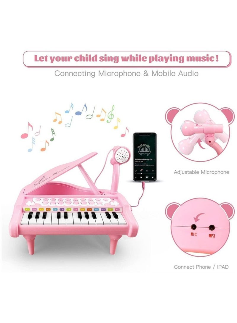 Y&D Toddler Piano Toys, 24 Keys Electronic Toy with Built-in Microphone & Music Modes, Multifunctional Musical Keyboard PianoToy for 1 2 3 4 Years Old Girls  - Image 4