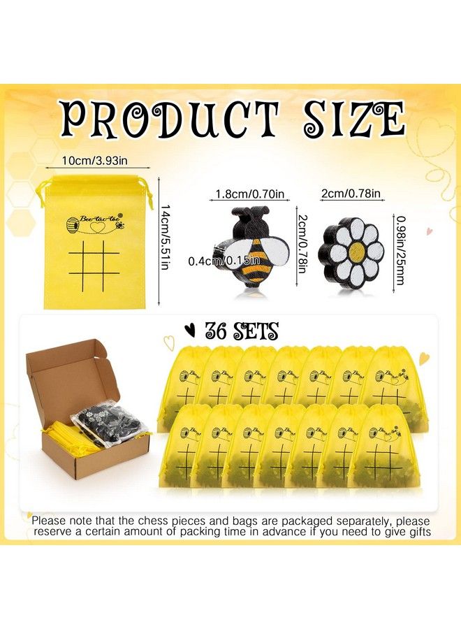 Sumind 36 Sets Bee Tic Tac Toe Board Game Bee Theme Birthday Party Favors For Kid 360 Pcs Mini Bee Wood Pieces With 36 Honeybee Non Woven Drawstring Gift Bags For Boy Girl Bee Baby Shower Party Supplies - Image 3