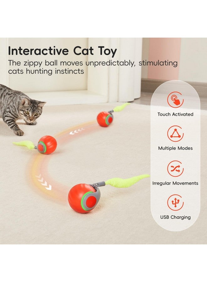 Potaroma Moving Ball Cat Toys with Feather Tail, Rechargeable 2025 New Interactive Toy for Indoor Cats Exercise, Smart Interactive Kitten Rolling Ball, Orange - Image 2