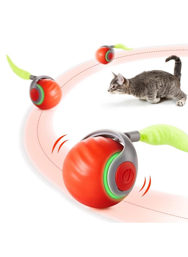 Potaroma Moving Ball Cat Toys with Feather Tail, Rechargeable 2025 New Interactive Toy for Indoor Cats Exercise, Smart Interactive Kitten Rolling Ball, Orange - Image 1