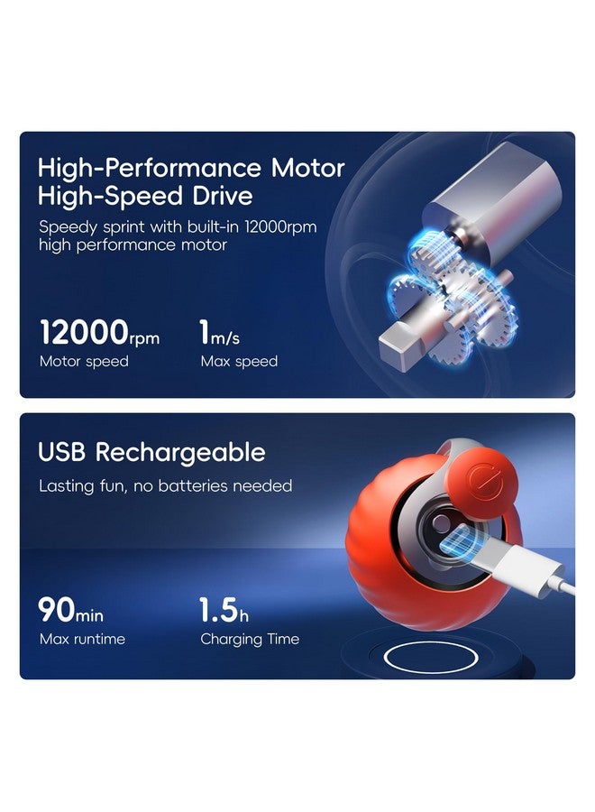 Potaroma Moving Ball Cat Toys with Feather Tail, Rechargeable 2025 New Interactive Toy for Indoor Cats Exercise, Smart Interactive Kitten Rolling Ball, Orange - Image 5