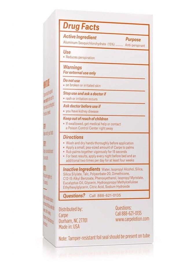 Carpe - Antiperspirant Hand Lotion (Pack of 2), A dermatologist-recommended, non-irritating, smooth lotion that helps stop hand sweat, great for hyperhidrosis or excessive sweat (Original Eucalyptus) - Image 1