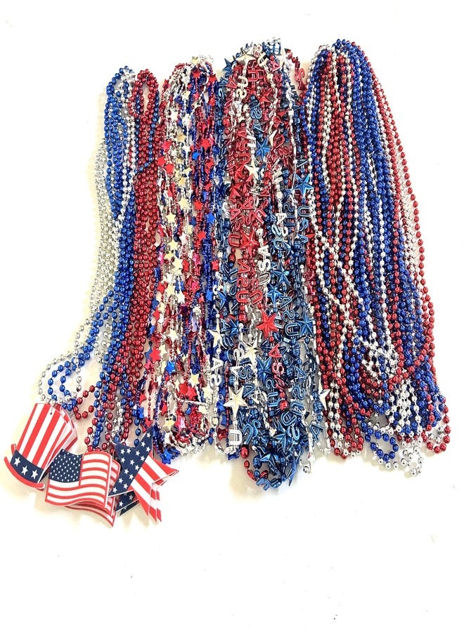 GZYSSL 61 Pcs 4th of July Patriotic Bead Necklaces Fourth of July Red White Blue Beads Necklaces Patriotic Independence Day Parade Party Supplies - Image 3