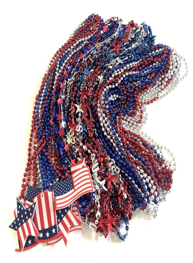 GZYSSL 61 Pcs 4th of July Patriotic Bead Necklaces Fourth of July Red White Blue Beads Necklaces Patriotic Independence Day Parade Party Supplies - Image 2