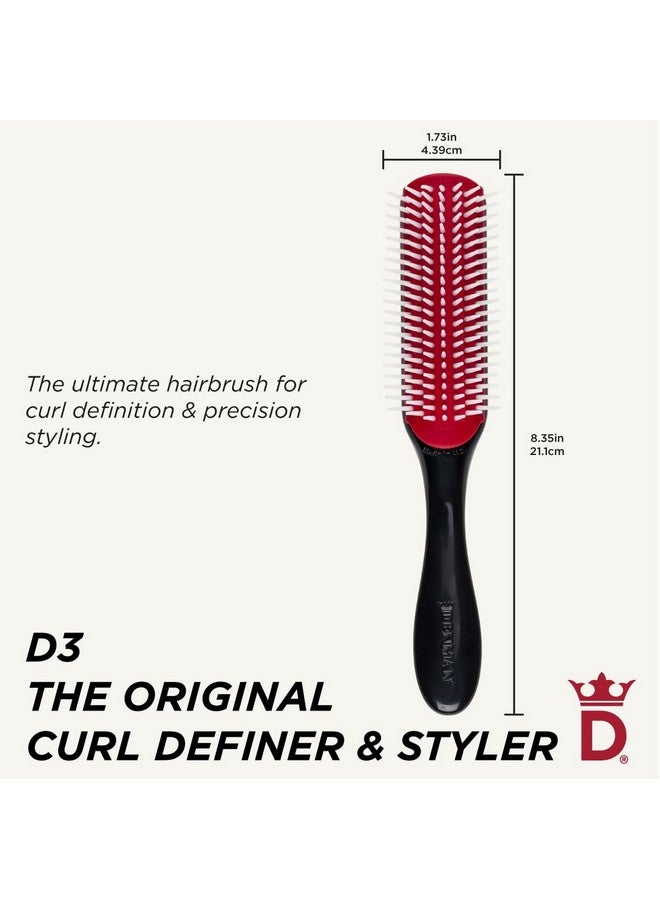دنمان فرشاة الشعر المجعد دينمان D3 (أسود وأحمر) فرشاة تصفيف الشعر بسبعة صفوف لفك تشابك الشعر وفصله وتشكيله وتحديد تجعيداته - للنساء والرجال - Image 2