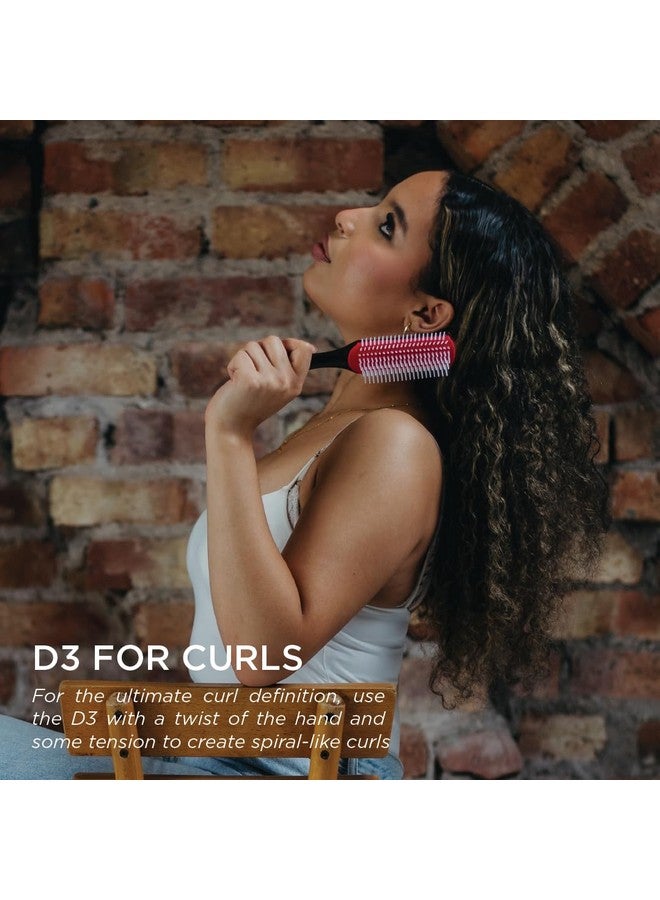 دنمان فرشاة الشعر المجعد دينمان D3 (أسود وأحمر) فرشاة تصفيف الشعر بسبعة صفوف لفك تشابك الشعر وفصله وتشكيله وتحديد تجعيداته - للنساء والرجال - Image 3
