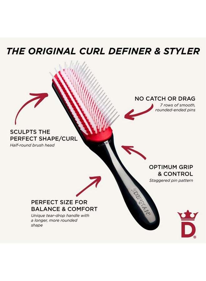 دنمان فرشاة الشعر المجعد دينمان D3 (أسود وأحمر) فرشاة تصفيف الشعر بسبعة صفوف لفك تشابك الشعر وفصله وتشكيله وتحديد تجعيداته - للنساء والرجال - Image 5