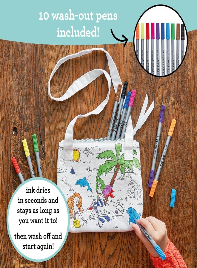 eatsleepdoodle DIY Coloring Mermaid Crossbody Bag for Kids with Washable Markers, Reusable Colorable Bag for Girls & Boys, Creative Arts & Crafts Activity, Fun Gift for Travel, School - Image 4