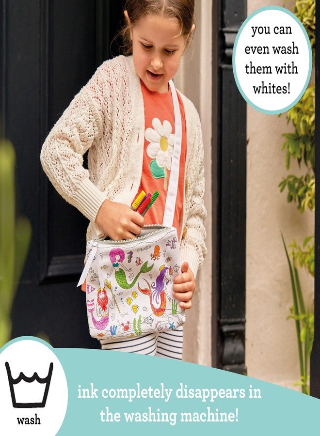 eatsleepdoodle DIY Coloring Mermaid Crossbody Bag for Kids with Washable Markers, Reusable Colorable Bag for Girls & Boys, Creative Arts & Crafts Activity, Fun Gift for Travel, School - Image 3