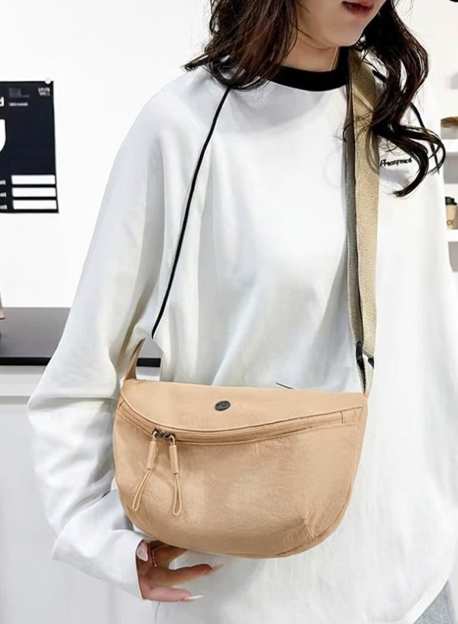 WildHorn Sling Bag for Women | Oxford Polyester Crossbody Bag | Large Capacity Half Moon Shoulder Bag | Lightweight Daily, Travel & Casual Use (Warm Beige) - Image 5