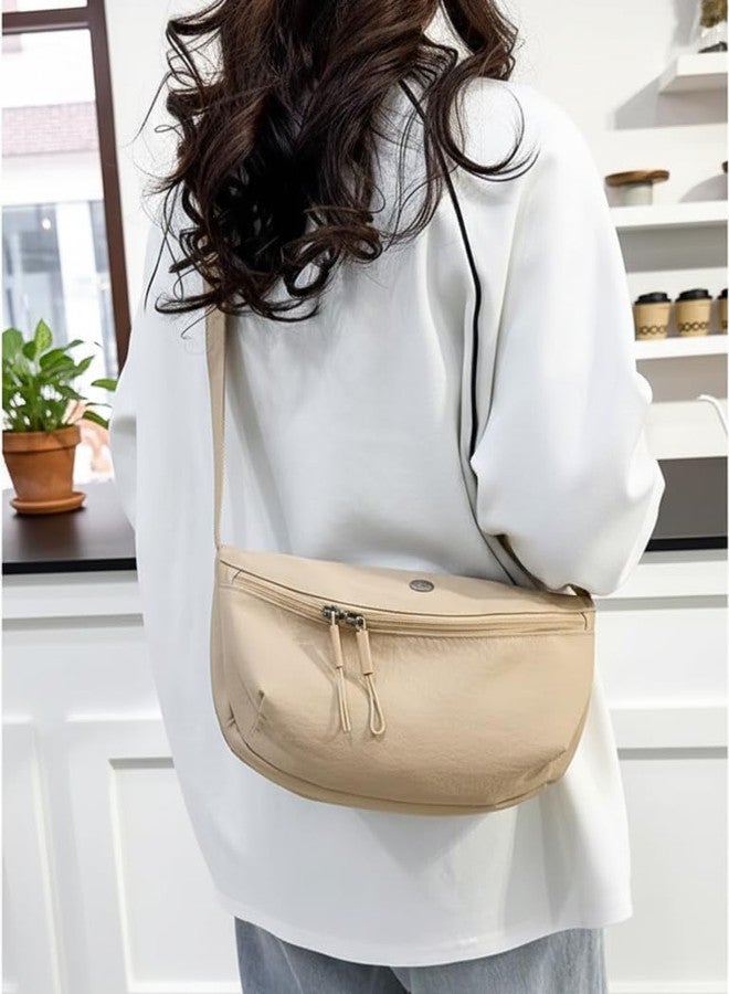 WildHorn Sling Bag for Women | Oxford Polyester Crossbody Bag | Large Capacity Half Moon Shoulder Bag | Lightweight Daily, Travel & Casual Use (Warm Beige) - Image 4