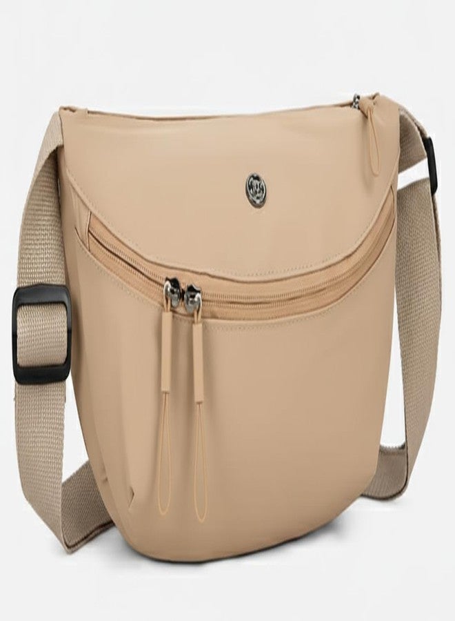 WildHorn Sling Bag for Women | Oxford Polyester Crossbody Bag | Large Capacity Half Moon Shoulder Bag | Lightweight Daily, Travel & Casual Use (Warm Beige) - Image 1