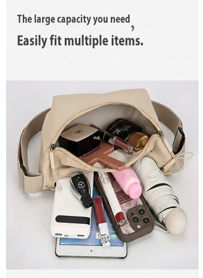 WildHorn Sling Bag for Women | Oxford Polyester Crossbody Bag | Large Capacity Half Moon Shoulder Bag | Lightweight Daily, Travel & Casual Use (Warm Beige) - Image 3
