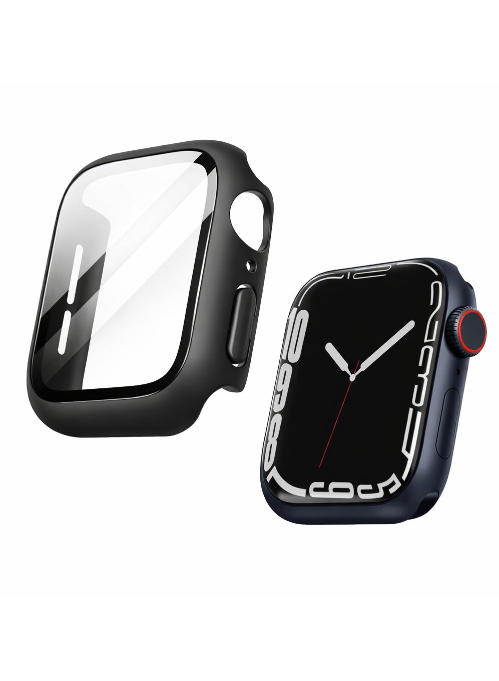 Apple Watch Case with Built-in Tempered Glass Screen Protector – Full Coverage Protective Bumper Case for Apple Watch 44MM Series 6,5,4,SE 3,SE 2,SE – Anti-Scratch, Shockproof, Easy Snap-On - Black