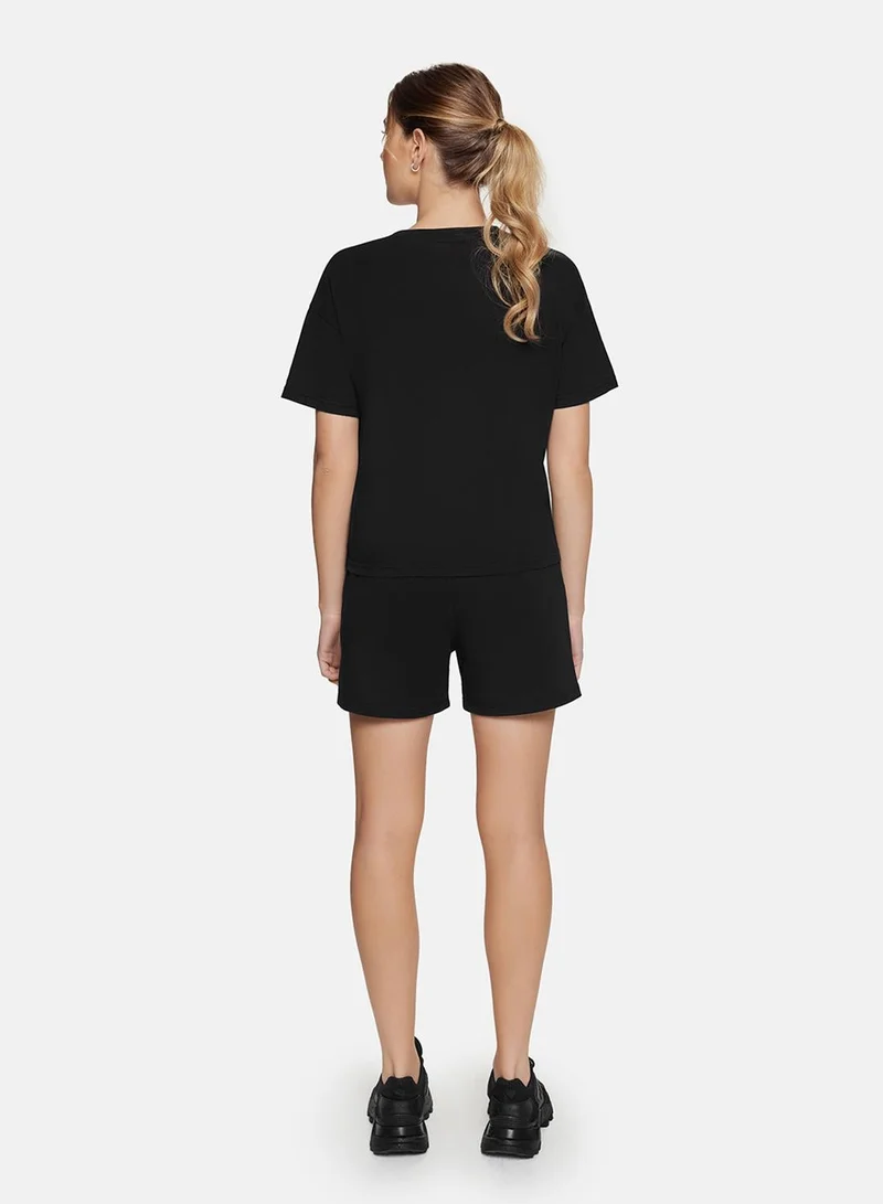Cardio Bunny  Cardio Bunny Relaxed Logo Tee - Black for Women | Best Price UAE
