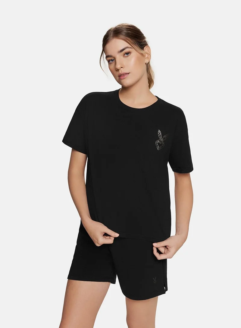 كارديو باني Cardio Bunny Relaxed Logo Tee - Black