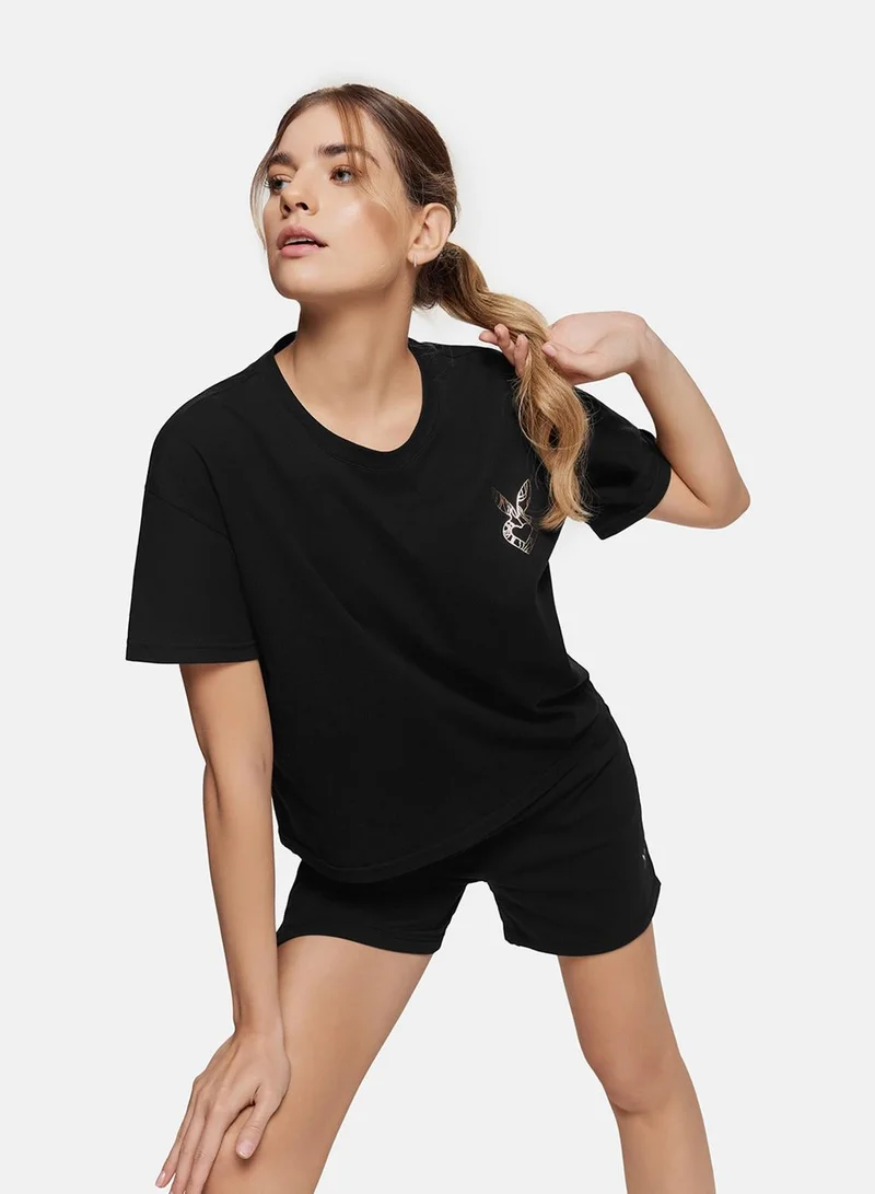 كارديو باني Cardio Bunny Relaxed Logo Tee - Black