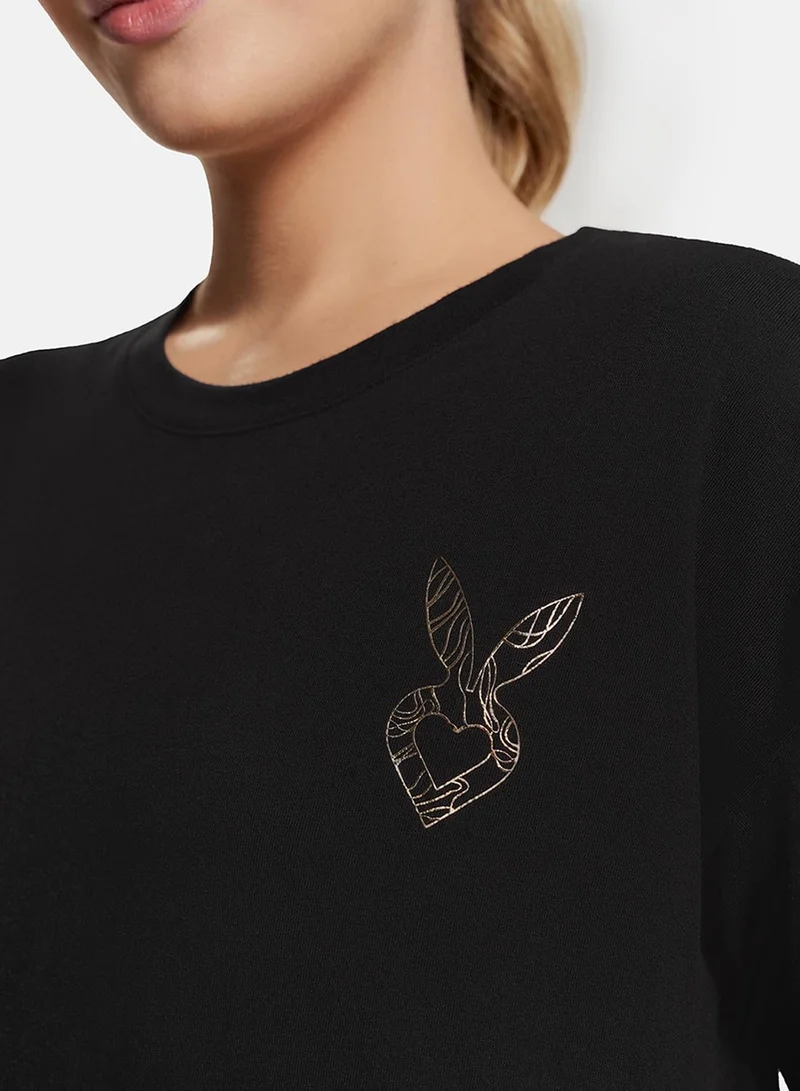 Cardio Bunny  Cardio Bunny Relaxed Logo Tee - Black for Women | Best Price UAE