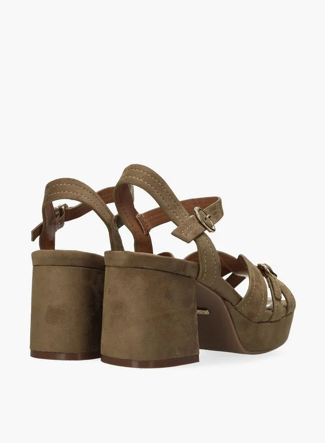 MEXX BROWN Women Tobie Nicky Buckle Accent Block Heel Sandals for Women | Best Price UAE